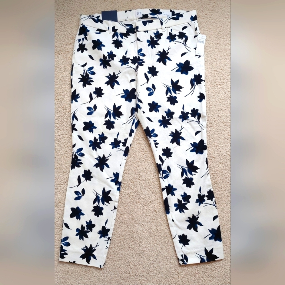 Gap Women's Blue Floral Signature Skinny Ankle Mid Rise Stretch Pants NWT